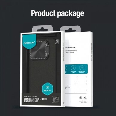 Dėklas Nillkin CamShield Prop Leather Magnetic Case for Xiaomi 14 Pro - Juodas 5
