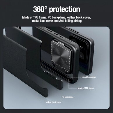 Dėklas Nillkin CamShield Prop Leather Magnetic Case for Xiaomi 14 Pro - Juodas 9