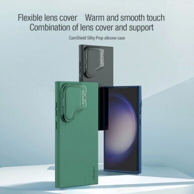 Dėklas Nillkin CamShield Silky Prop Silicone Case for Samsung Galaxy S24 Ultra - Juodas 6