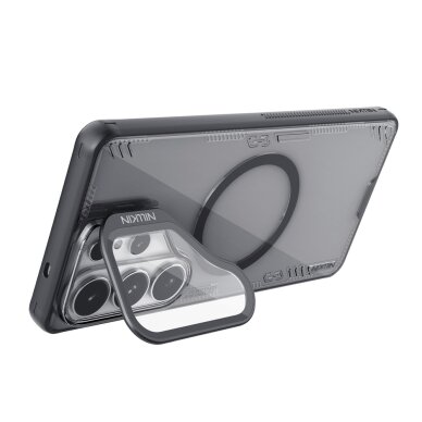 Samsung Galaxy S26 Ultra Nillkin Iceblade Prop Magnetic MagSafe dėklas su kameros dangteliu ir stovu – juodas skaidrus 4