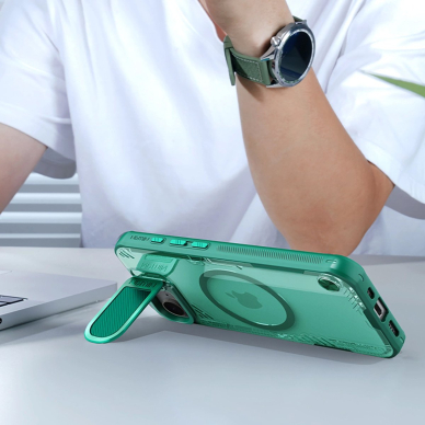 iPhone 16e Nillkin Iceblade Prop Magnetic dėklas su kameros dangteliu ir stovu - žalias 10