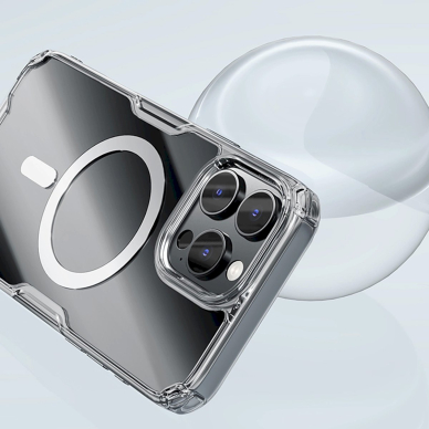 Nillkin Nature Pro Magnetic Case with MagSafe for iPhone 16 - Transparent & White 6