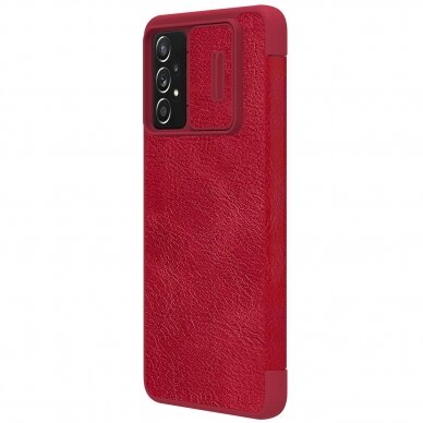 Atverčiamas odinis dėklas Nillkin Qin Samsung Galaxy A73 raudonas 2
