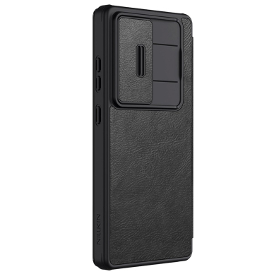 Nillkin Qin Pro dėklas Samsung Galaxy S25 Ultra su atverčiamu dangteliu ir kameros apsauga - juodas 1