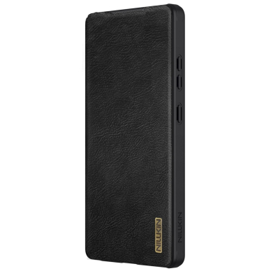 Nillkin Qin Pro dėklas Samsung Galaxy S25 Ultra su atverčiamu dangteliu ir kameros apsauga - juodas 3