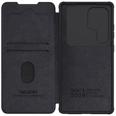 Nillkin Qin Pro dėklas Samsung Galaxy S25 Ultra su atverčiamu dangteliu ir kameros apsauga - juodas 4