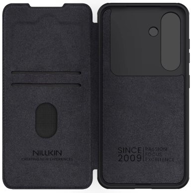 Nillkin Qin Pro Dėklas Samsung Galaxy S25 with Flip and Camera Cover - Juodas 5