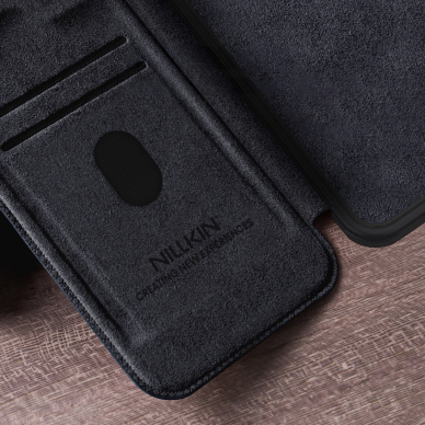 Nillkin Qin Pro Dėklas Samsung Galaxy S25 with Flip and Camera Cover - Juodas 7
