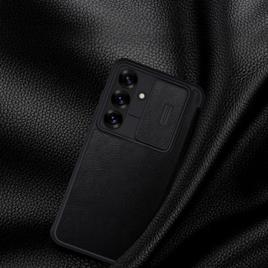 Nillkin Qin Pro Dėklas Samsung Galaxy S25 with Flip and Camera Cover - Juodas 8