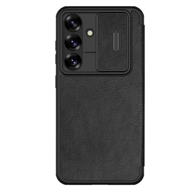 Nillkin Qin Pro Dėklas Samsung Galaxy S25 with Flip and Camera Cover - Juodas