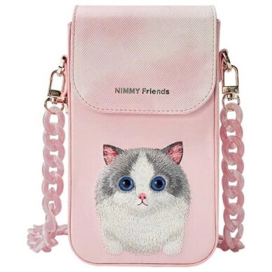 iPhone dėklas Nimmy Big Eyed Pet 2.0 Cat 3-in-1: telefonas + piniginė + sekimo įrenginys – rožinis 1
