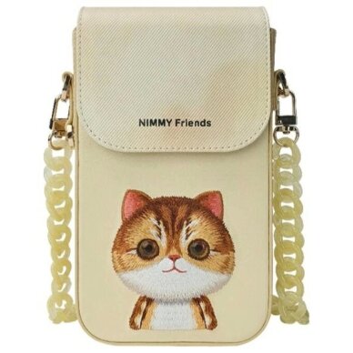 iPhone dėklas Nimmy Big Eyed Pet 2.0 Cat 3-in-1: telefonas + piniginė + seklys – smėlinis 1