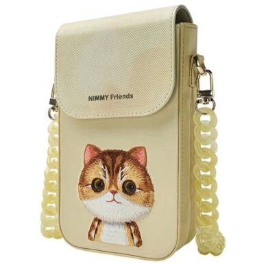 iPhone dėklas Nimmy Big Eyed Pet 2.0 Cat 3-in-1: telefonas + piniginė + seklys – smėlinis 4