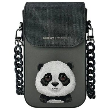 iPhone dėklas Nimmy Big Eyed Pet 2.0 Panda 3-in-1: telefonas + piniginė + seklys – juodas 1