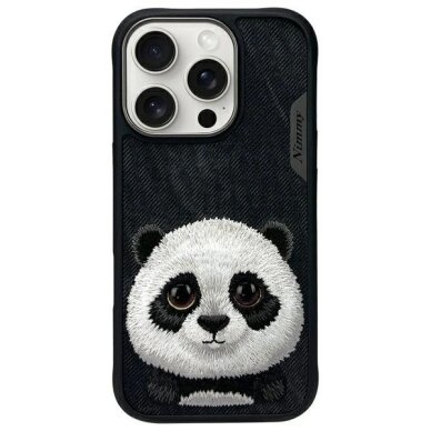 iPhone 16 Pro dėklas Nimmy Big Eyed Pet 2.0 Panda – juodas