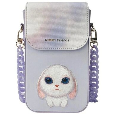 iPhone dėklas Nimmy Big Eyed Pet 2.0 Rabbit 3-in-1: telefonas + piniginė + sekimo įrenginys – violetinis 1