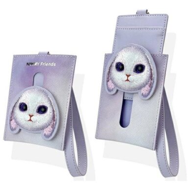Nimmy Big Eyed Pet 2.0 Rabbit kortelių dėklas-piniginė – violetinis 2