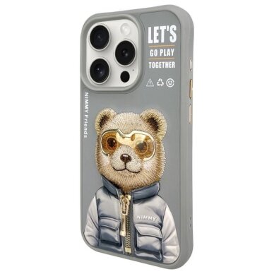 iPhone 15 Pro Max Nimmy Cool&Cute 2.0 meškos dėklas – pilkas 1