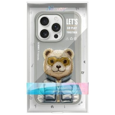 iPhone 15 Pro Max Nimmy Cool&Cute 2.0 meškos dėklas – pilkas 11