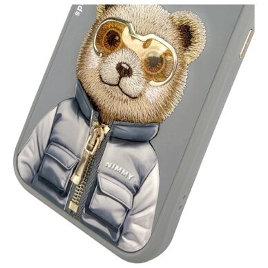 iPhone 15 Pro Max Nimmy Cool&Cute 2.0 meškos dėklas – pilkas 7