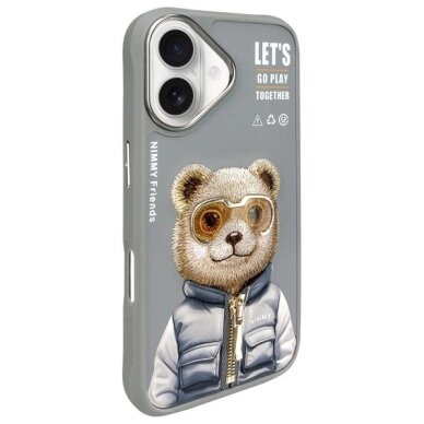 iPhone 16 dėklas Nimmy Cool&Cute 2.0 Bear – pilkas 1
