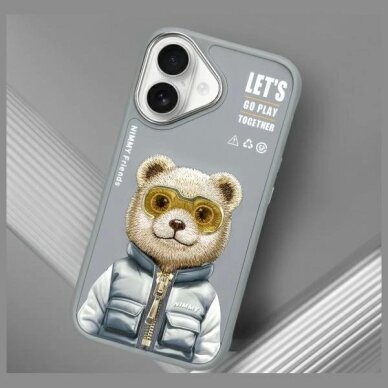 iPhone 16 dėklas Nimmy Cool&Cute 2.0 Bear – pilkas 10