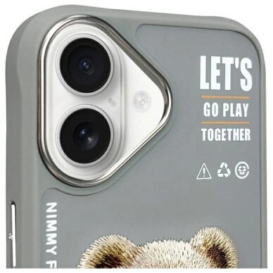 iPhone 16 dėklas Nimmy Cool&Cute 2.0 Bear – pilkas 2