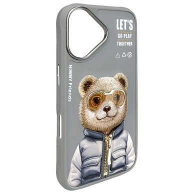 iPhone 16 dėklas Nimmy Cool&Cute 2.0 Bear – pilkas 3