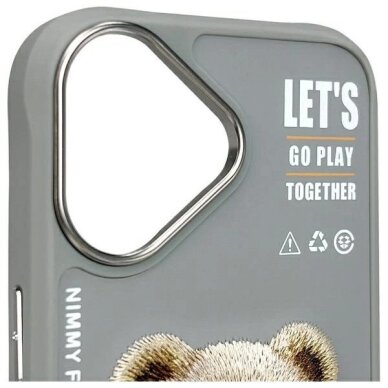 iPhone 16 dėklas Nimmy Cool&Cute 2.0 Bear – pilkas 4