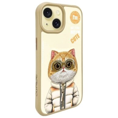 iPhone 15 Nimmy Cool & Cute 2.0 Cat dėklas – smėlio spalvos 1
