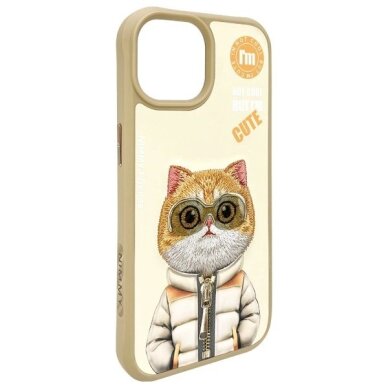 iPhone 15 Nimmy Cool & Cute 2.0 Cat dėklas – smėlio spalvos 5