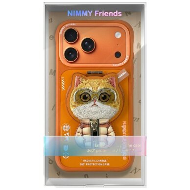 iPhone 17 Pro Max Nimmy Cool & Cute 2.0 Cat dėklas su magnetiniu laikikliu – oranžinis 6