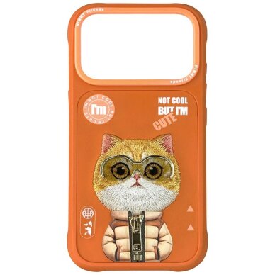iPhone 17 Pro Nimmy Cool & Cute 2.0 Cat dėklas – oranžinis