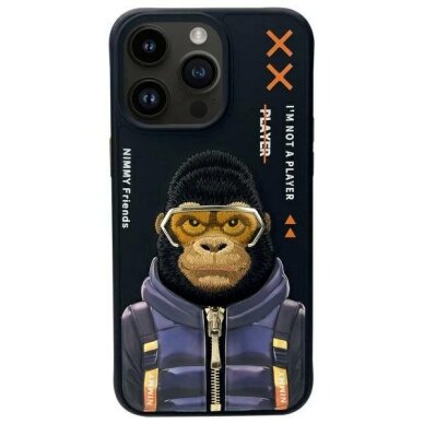 iPhone 15 Pro Max Nimmy Cool&Cute 2.0 beždžionės dėklas – juodas