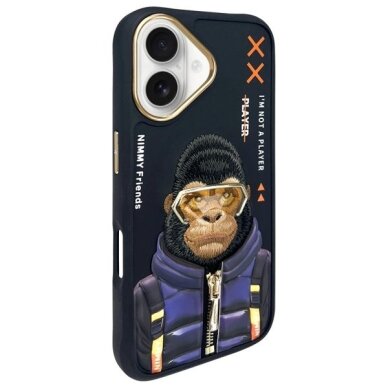 iPhone 16 dėklas Nimmy Cool&Cute 2.0 Monkey – juodas 1