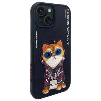 iPhone 15 Nimmy Glasses Cool Cat dėklas – juodas 1