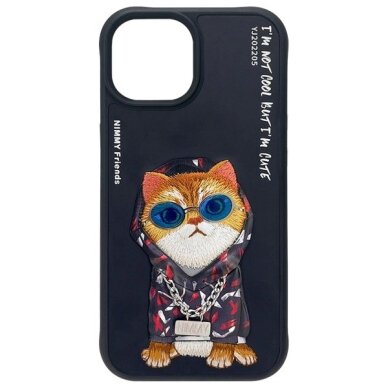 iPhone 15 Nimmy Glasses Cool Cat dėklas – juodas 3