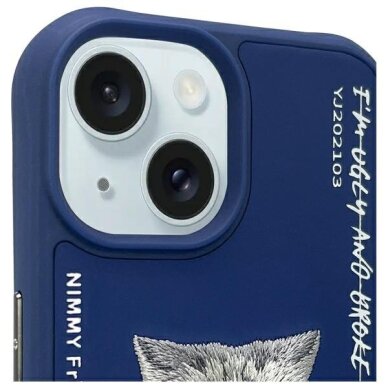 iPhone 15 Nimmy Glasses Cool Cat dėklas – mėlynas 2 iPhone 15 Nimmy Glasses Cool Cat dėklas – mėlynas 2