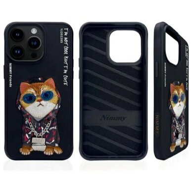 iPhone 15 Pro Nimmy Glasses Cool Cat dėklas – juodas 1