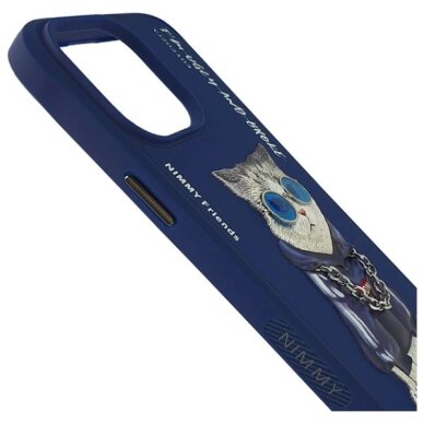 iPhone 15 Pro Nimmy Glasses Cool Cat dėklas – mėlynas 3
