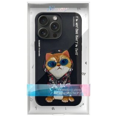 iPhone 15 Pro Max Nimmy Glasses Cool Cat dėklas – juodas 10