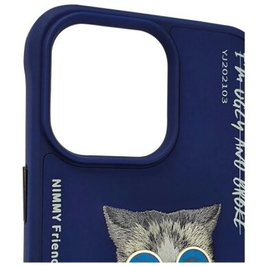 iPhone 15 Pro Max Nimmy Glasses Cool Cat dėklas – mėlynas 2