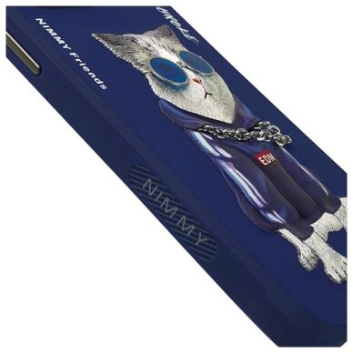 iPhone 15 Pro Max Nimmy Glasses Cool Cat dėklas – mėlynas 4