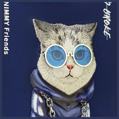 iPhone 15 Pro Max Nimmy Glasses Cool Cat dėklas – mėlynas 6