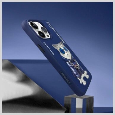 iPhone 15 Pro Max Nimmy Glasses Cool Cat dėklas – mėlynas 7