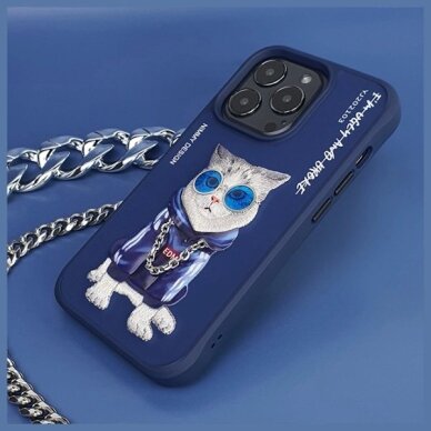 iPhone 15 Pro Max Nimmy Glasses Cool Cat dėklas – mėlynas 8