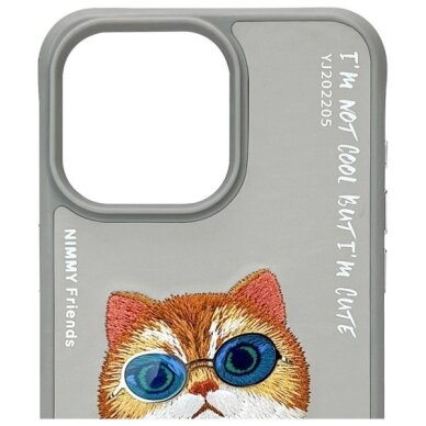 iPhone 15 Pro Max Nimmy Glasses Cool Cat dėklas – pilkas 2
