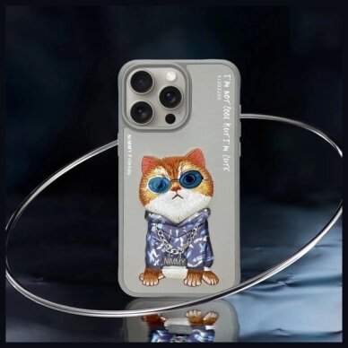 iPhone 15 Pro Max Nimmy Glasses Cool Cat dėklas – pilkas 7