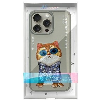 iPhone 15 Pro Max Nimmy Glasses Cool Cat dėklas – pilkas 8