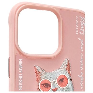 iPhone 15 Pro Max Nimmy Glasses Cool Cat dėklas – rožinis 2